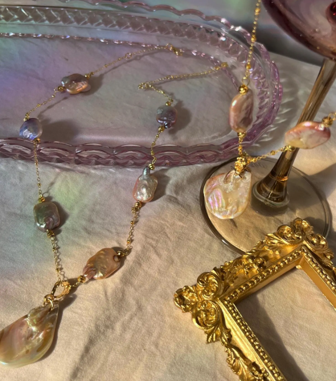 Lyra Gold Filled Baroque Pearl Necklace