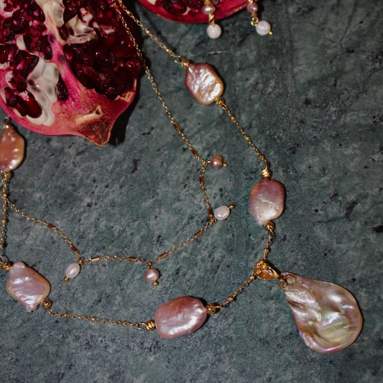 Lyra Gold Filled Baroque Pearl Necklace
